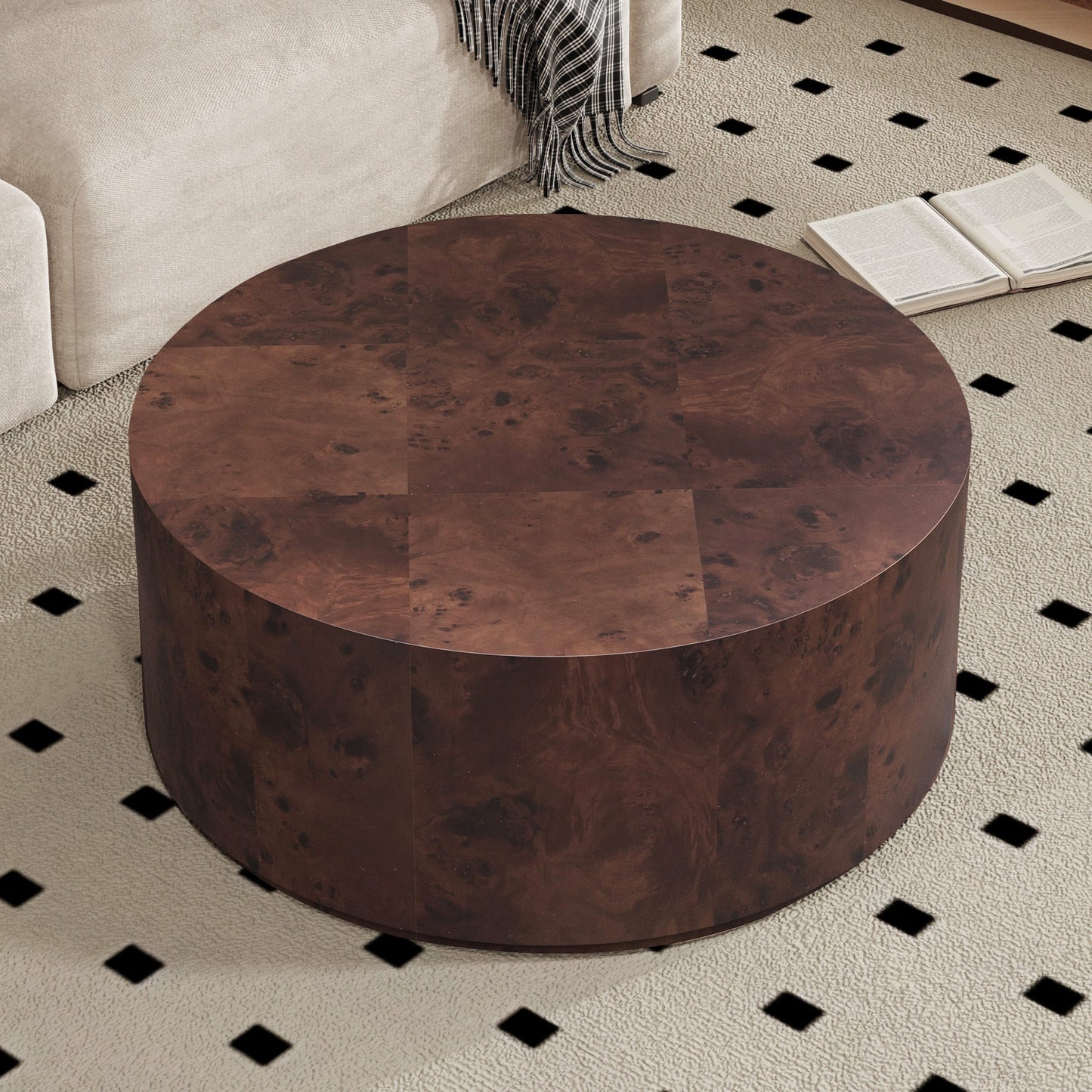 Henton Drum Coffee Table-Walnut