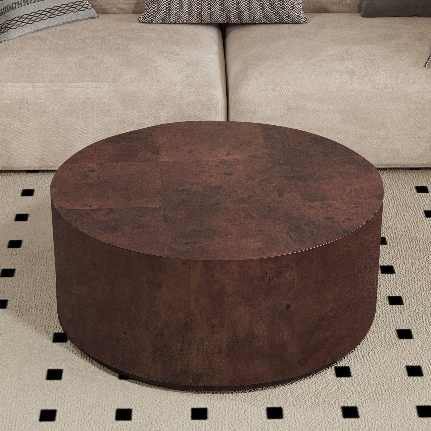 Henton Drum Coffee Table-Walnut