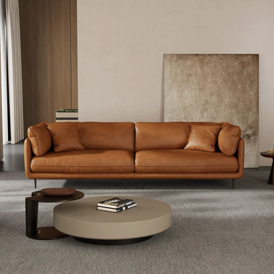 Vanilla Brown Leather Sofa