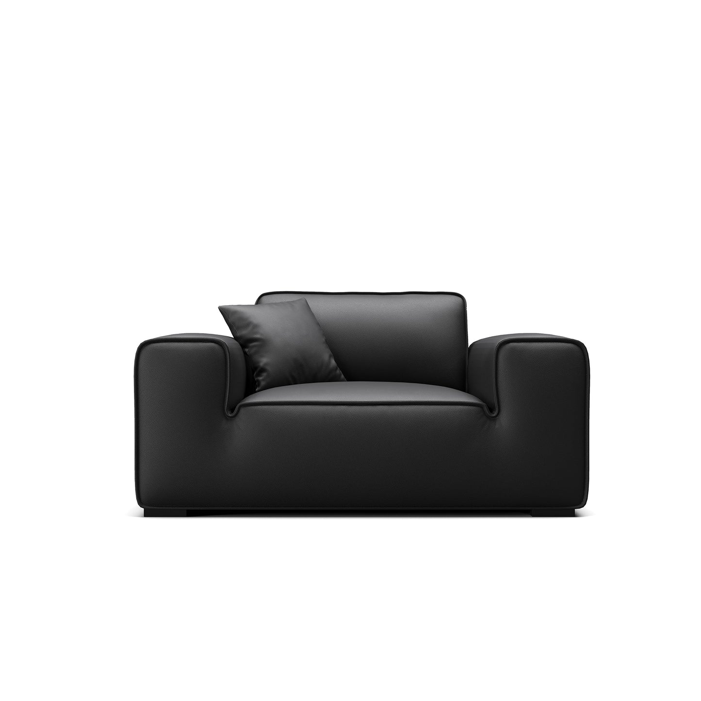 Domus Modular Black Leather Sofa Set-Black