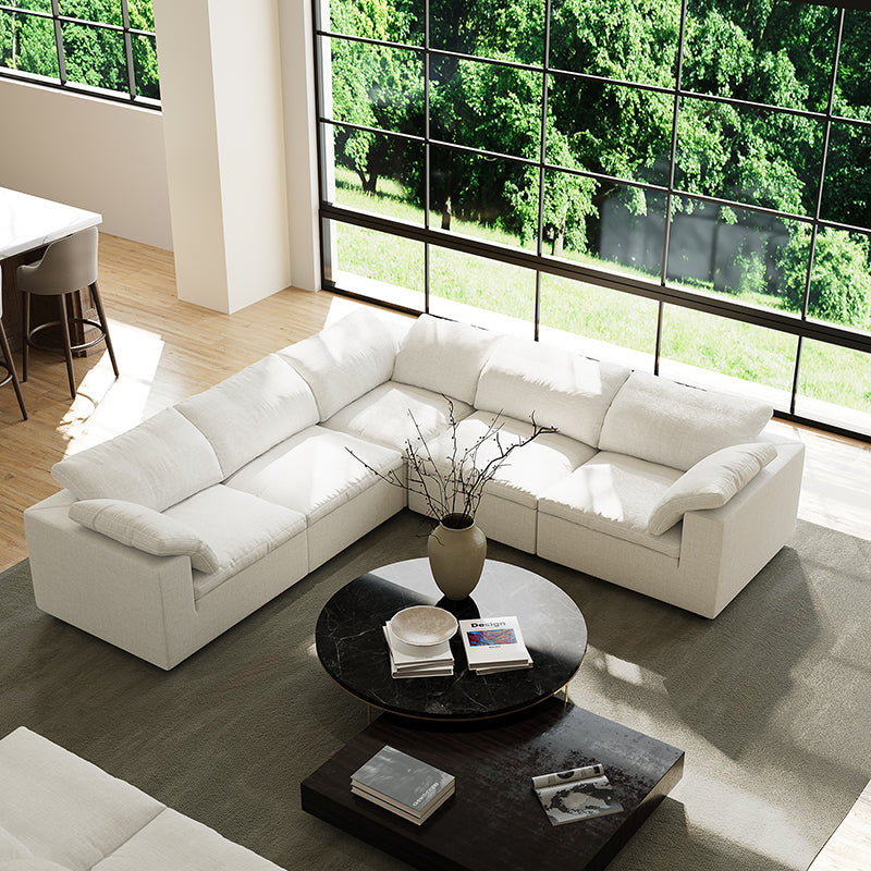 Tender Wabi Sabi L Shaped Sectional-White-5 Seater 128.0"