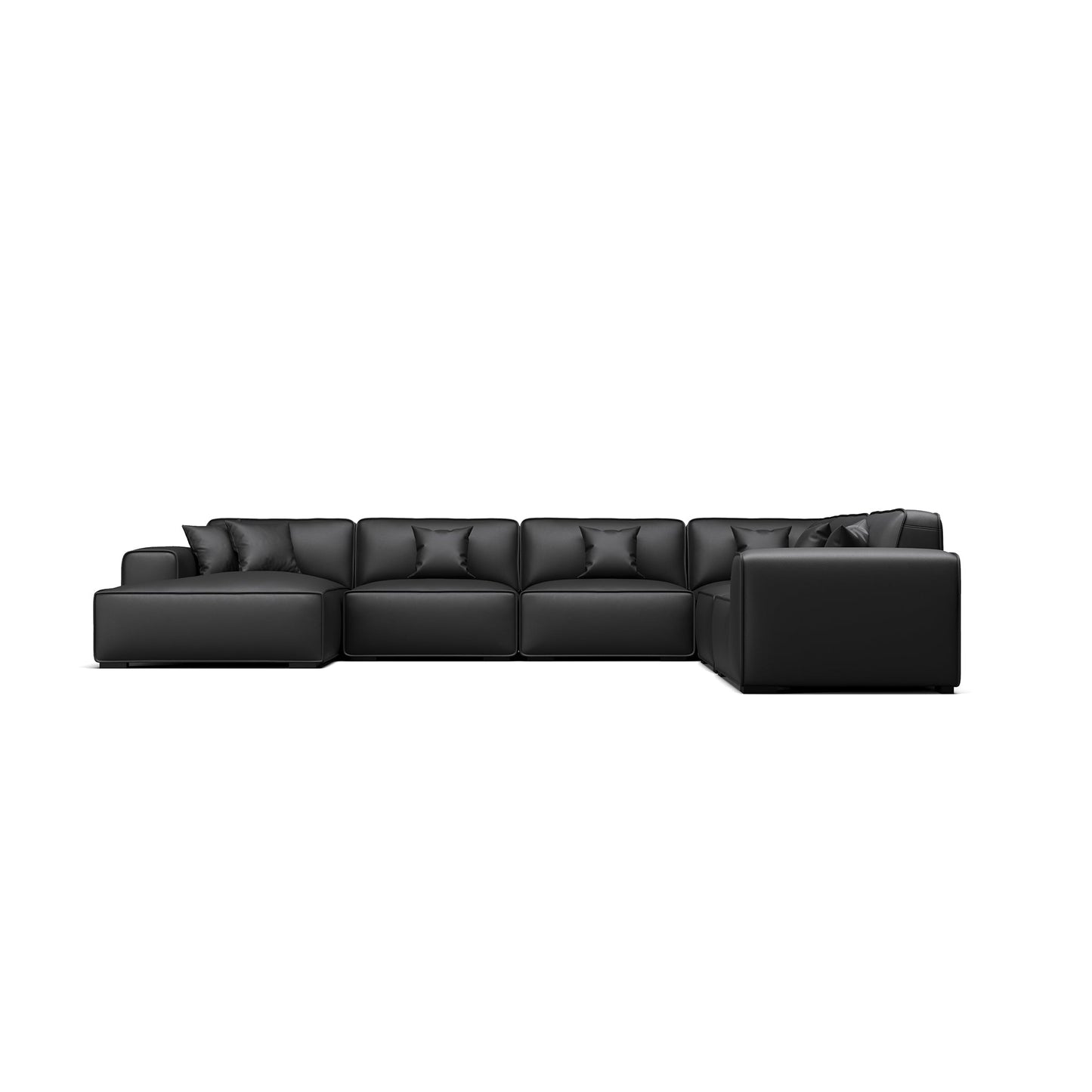 Domus Modular Dark Gray Leather U Shaped Sectional-Black-Facing Left