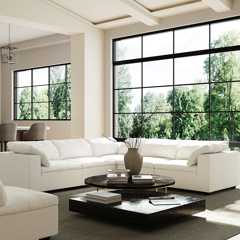 Tender Wabi Sabi L Shaped Sectional-White-5 Seater 128.0"