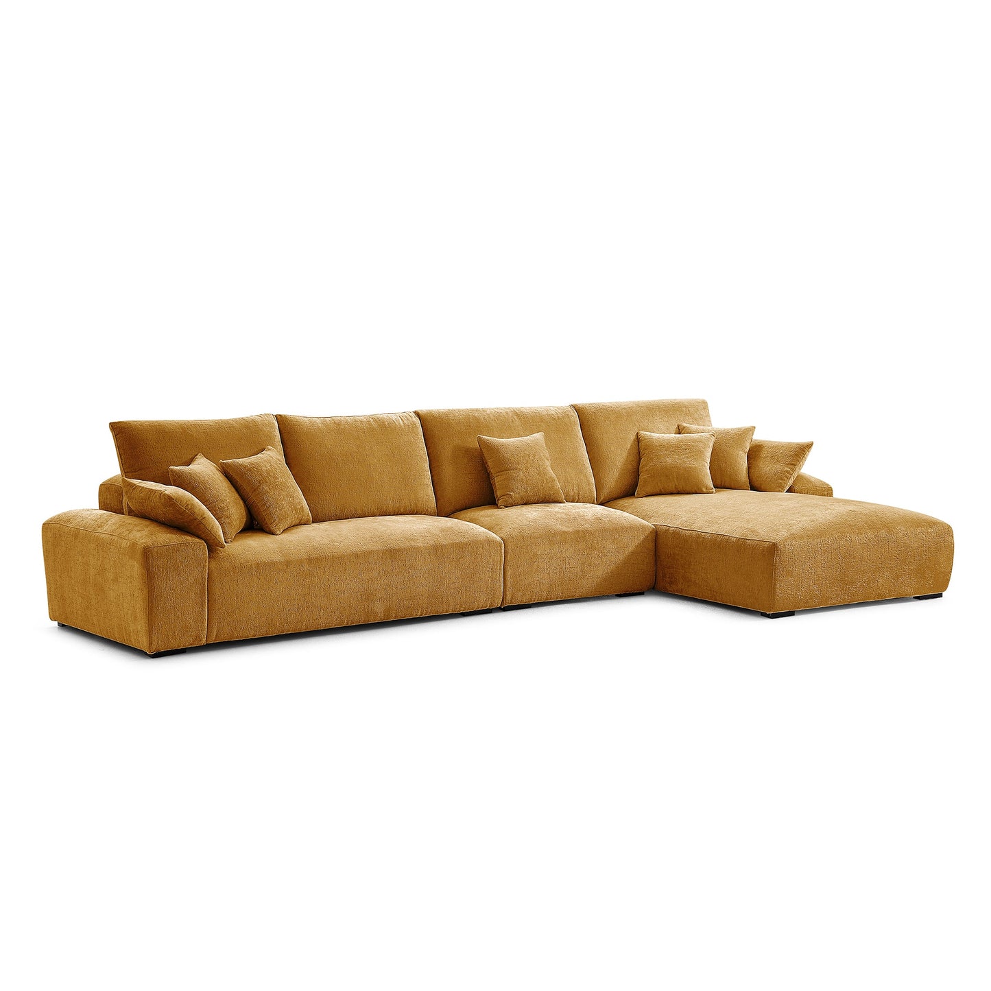 The Empress Yellow Sectional-Yellow-150.8″-Facing Right