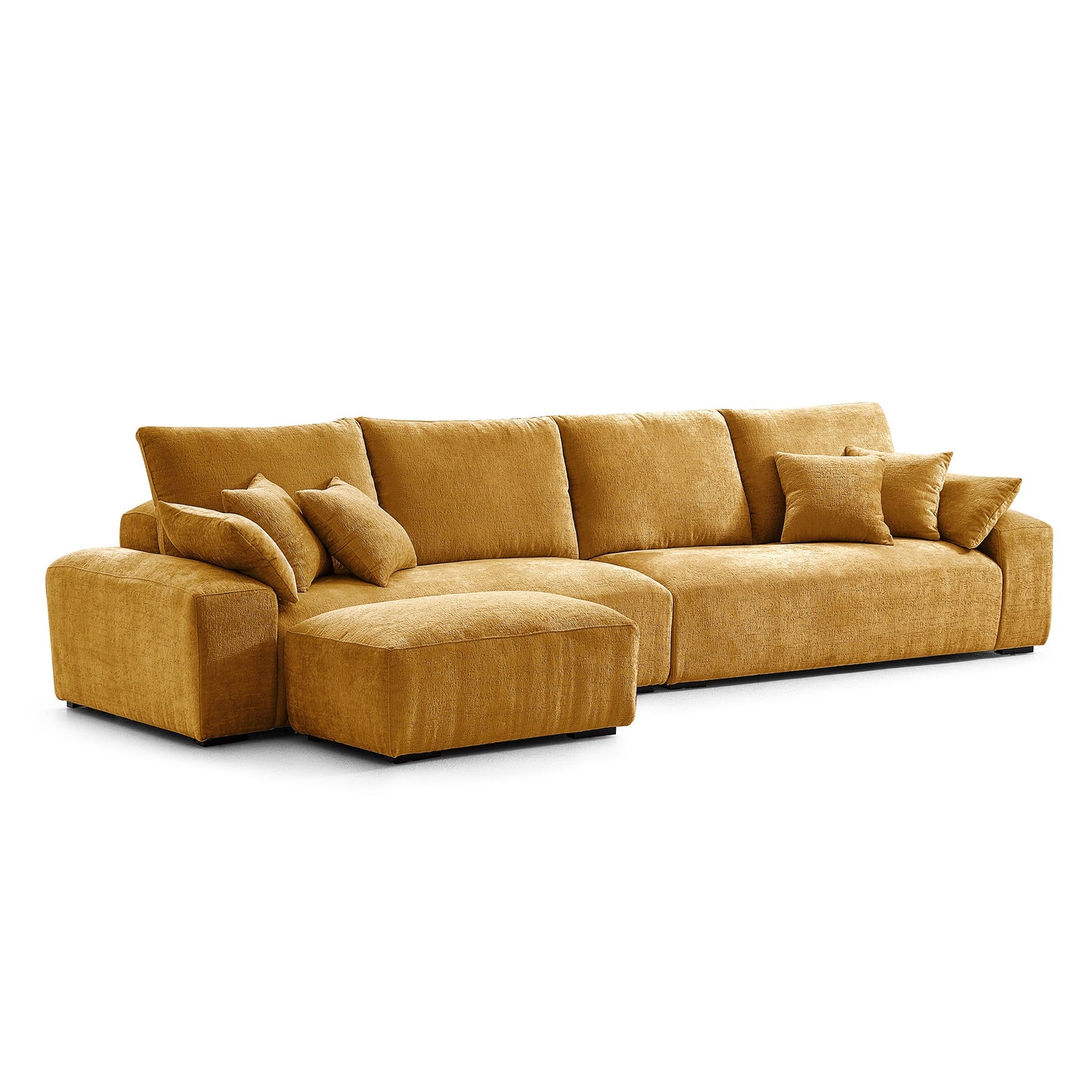 The Empress Gray Sofa and Ottoman-Yellow-140.1"