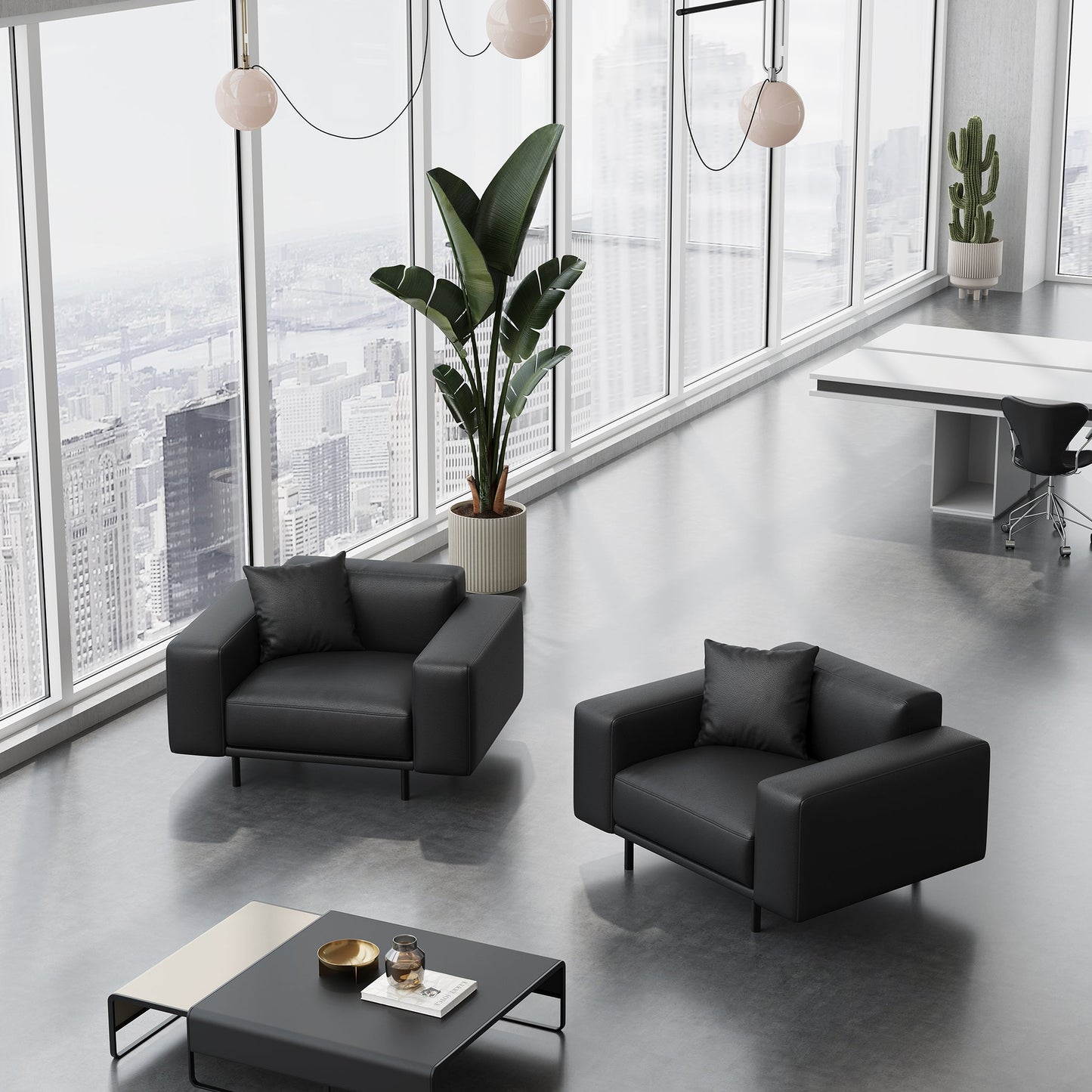 Noble Dark Gray Leather Armchair-Dark Gray