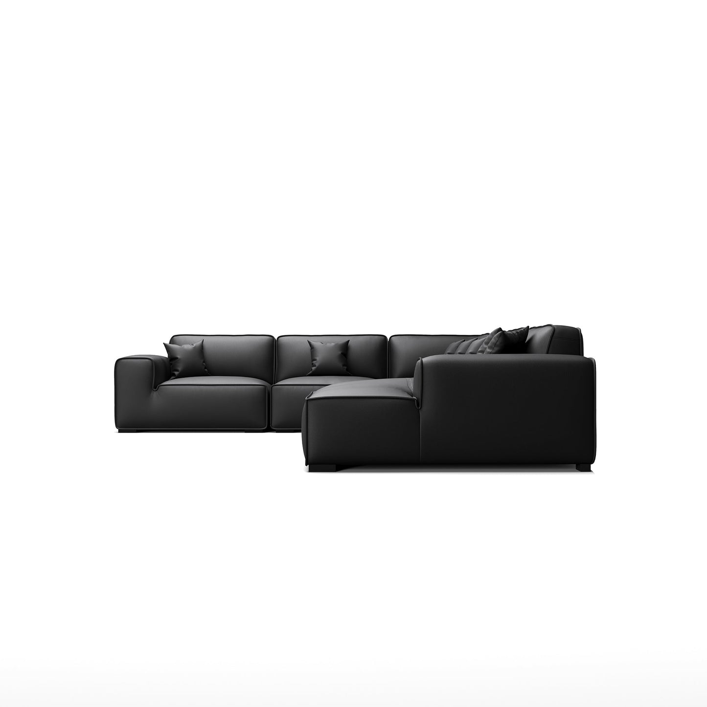 Domus Modular Dark Gray Leather U Shaped Sectional-Black-Facing Right