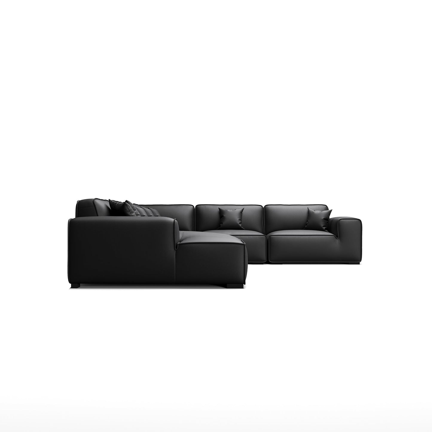 Domus Modular Dark Gray Leather U Shaped Sectional-Black-Facing Left