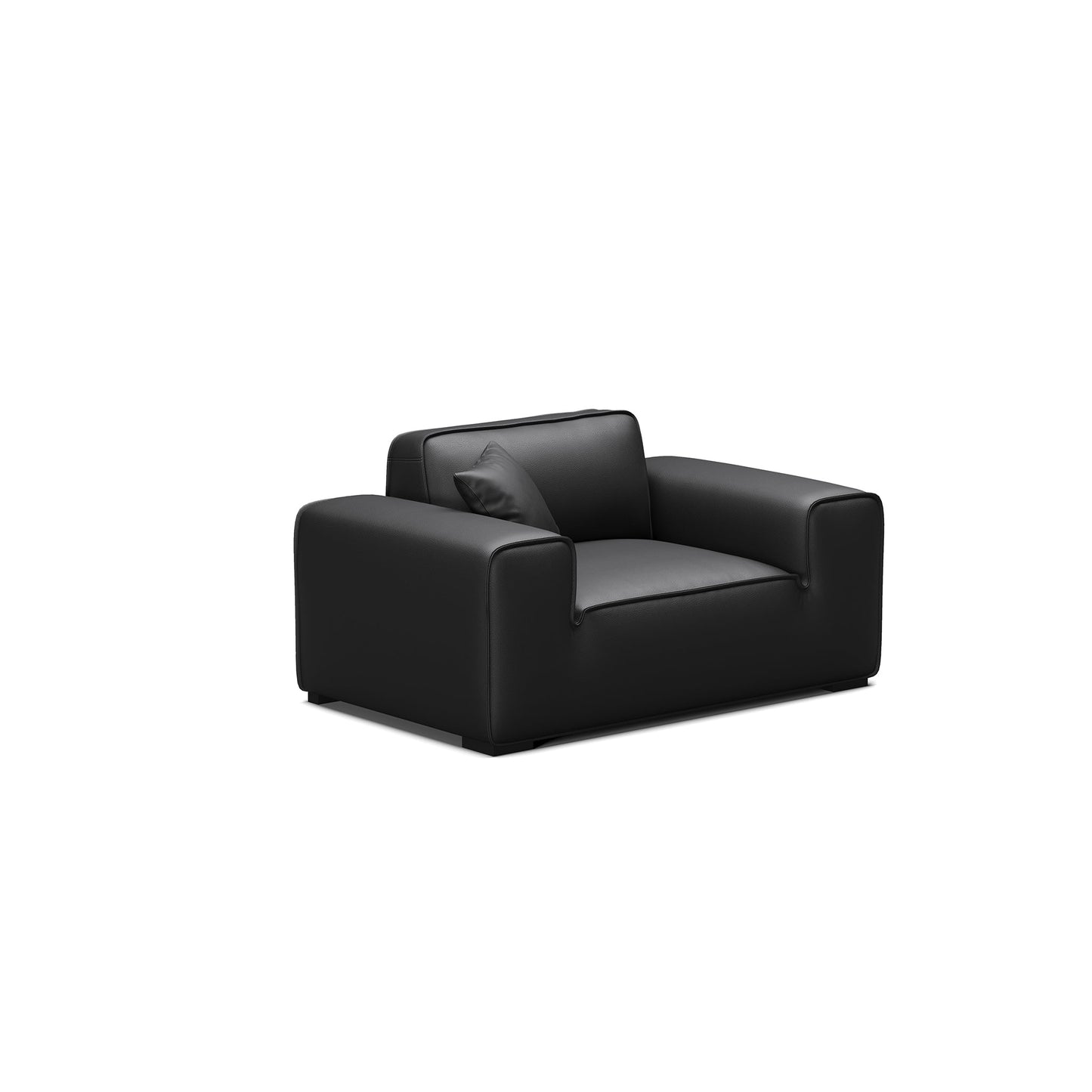 Domus Modular Black Leather Sofa Set-Black