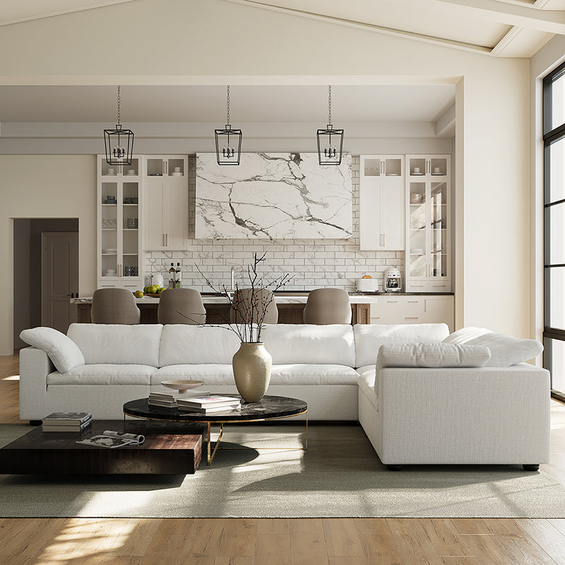 Tender Wabi Sabi L Shaped Sectional-White-6 Seater 165.4"