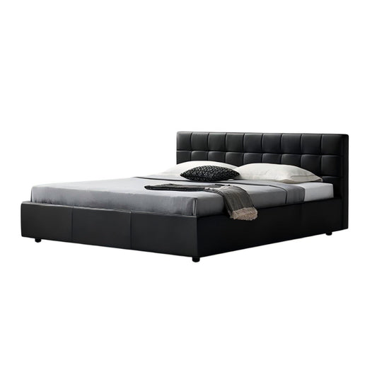 Sugar Cube Leather Bed-Black