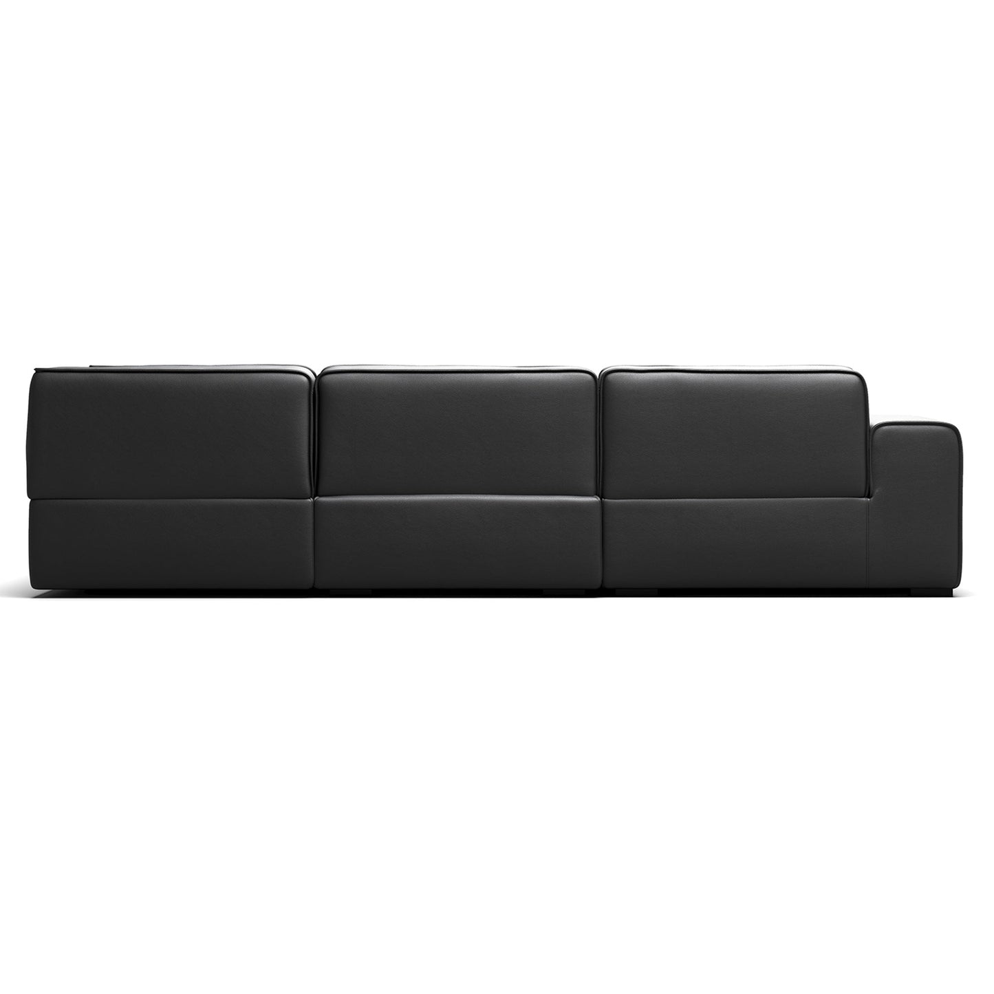 Domus Modular Black Leather U Shaped Sectional-Black-Facing Left