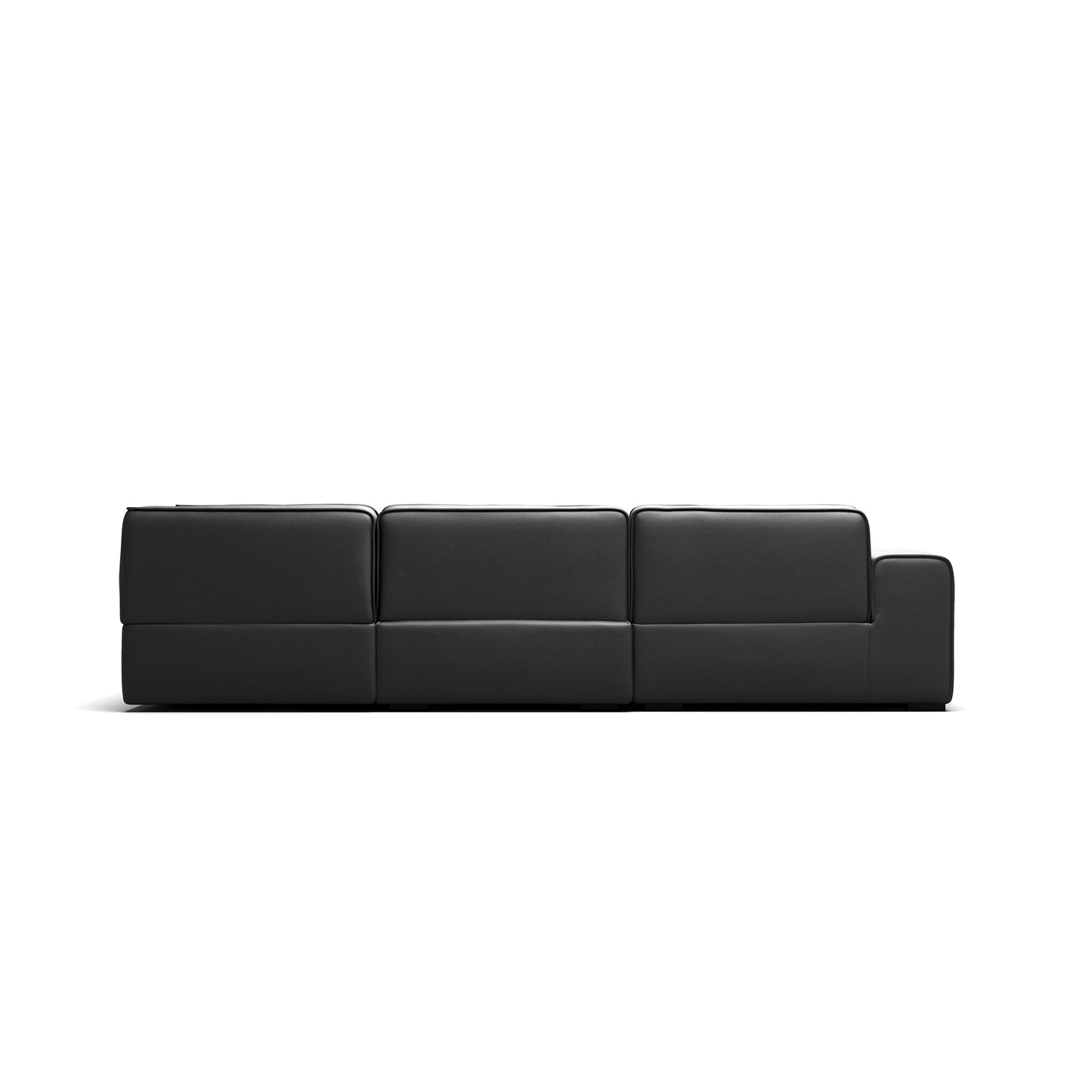 Domus Modular Dark Gray Leather U Shaped Sectional-Black-Facing Left