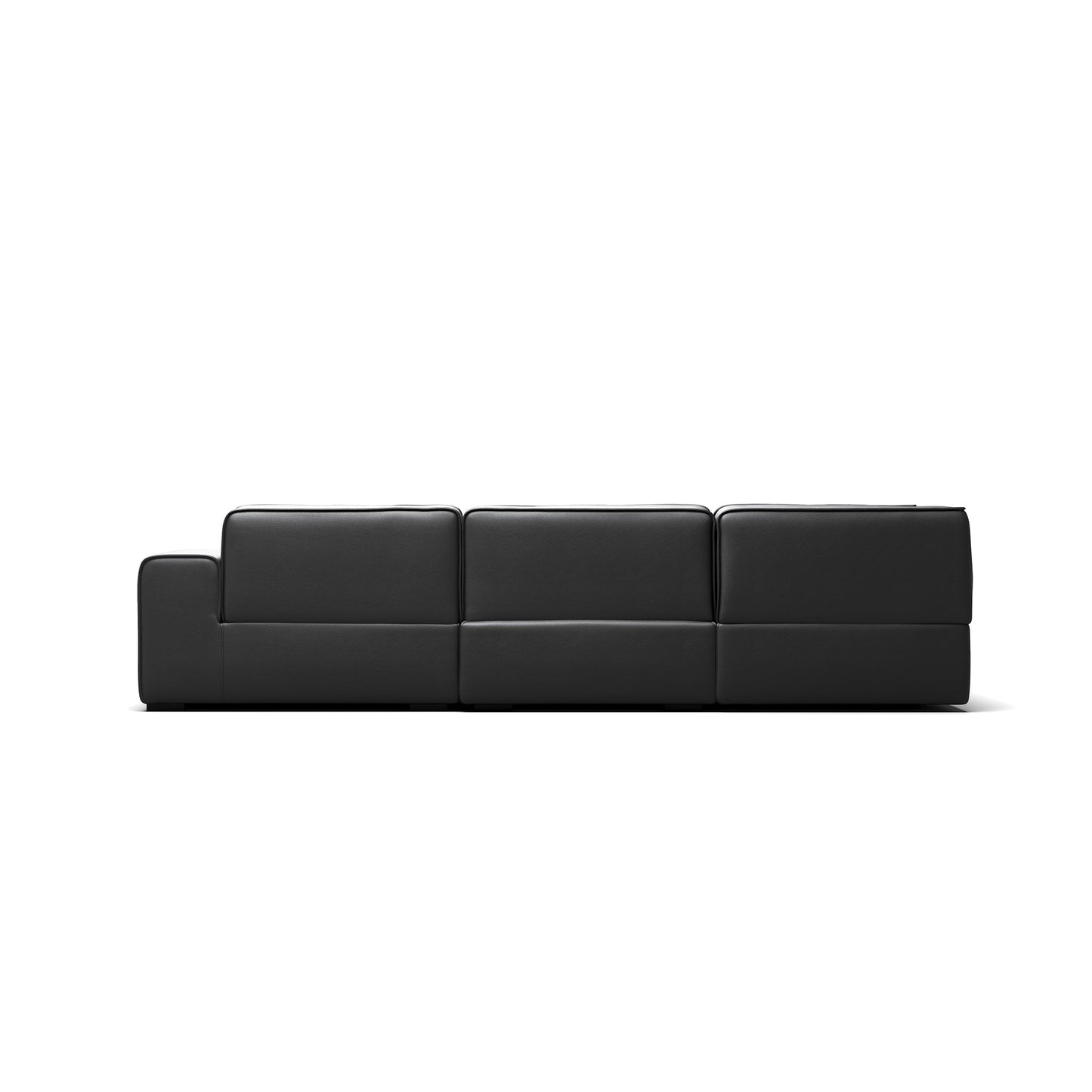 Domus Modular Dark Gray Leather U Shaped Sectional-Black-Facing Right