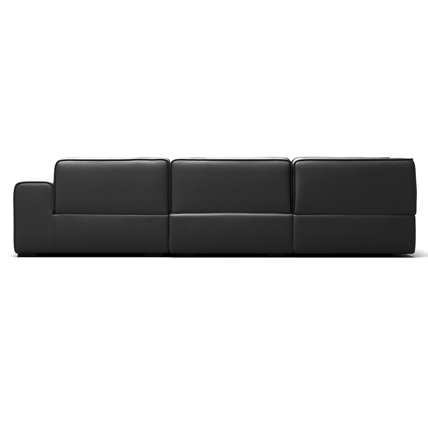 Domus Modular Black Leather U Shaped Sectional-Black-Facing Right