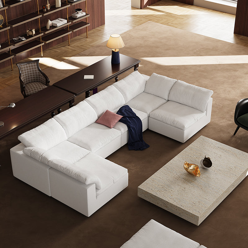 Tender Wabi Sabi U Shaped Sectional with Open End-White