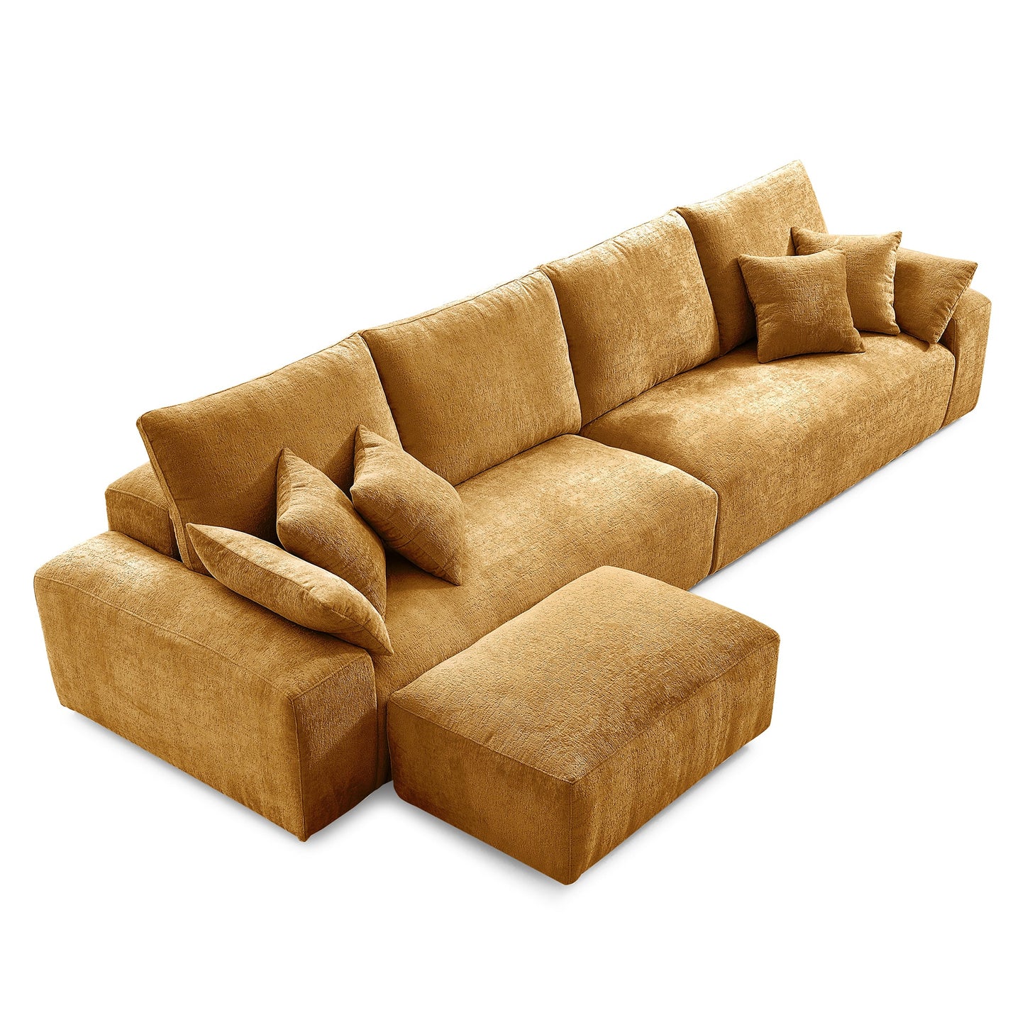 The Empress Gray Sofa and Ottoman-Yellow-140.1"