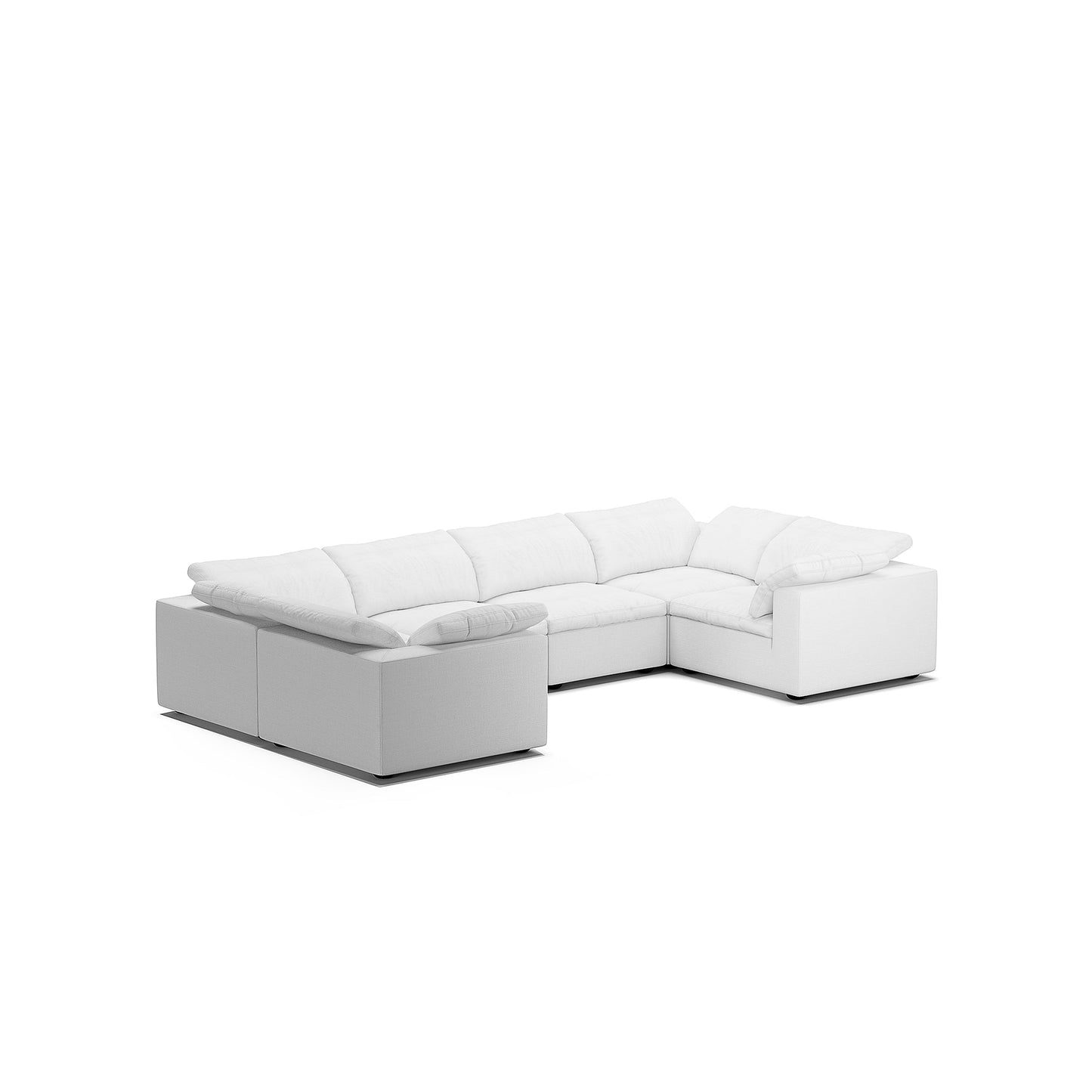 Tender Wabi Sabi U Shaped White Sectional Sofa-White-165.4"