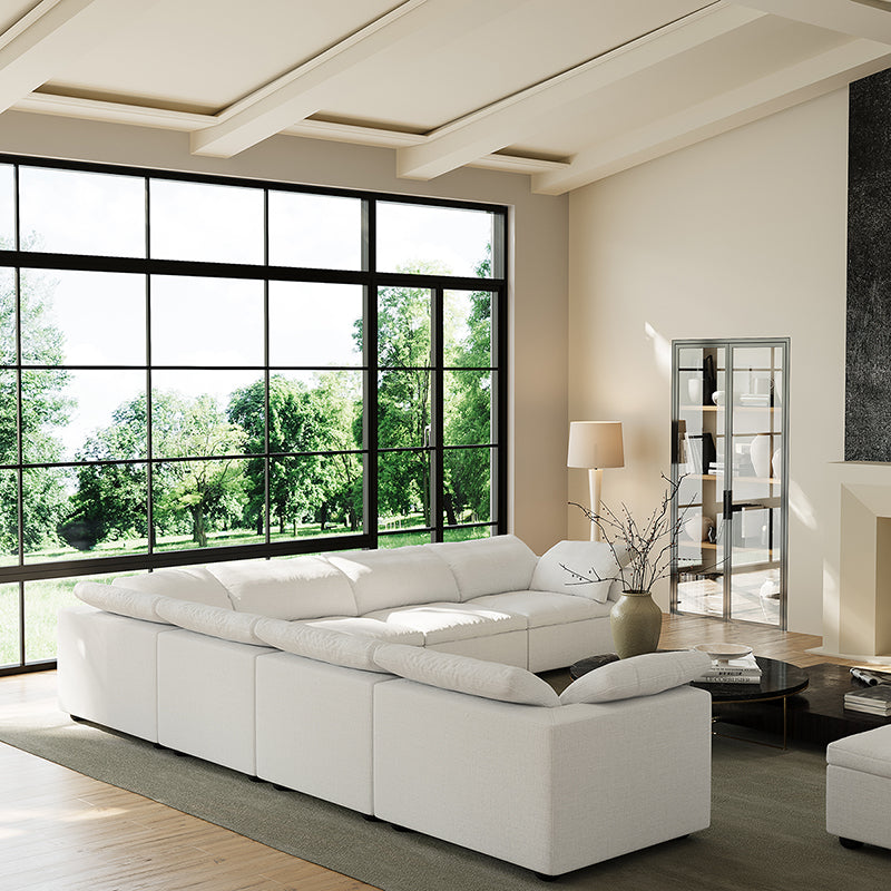 Tender Wabi Sabi L Shaped Sectional-White-7 Seater 165.4"