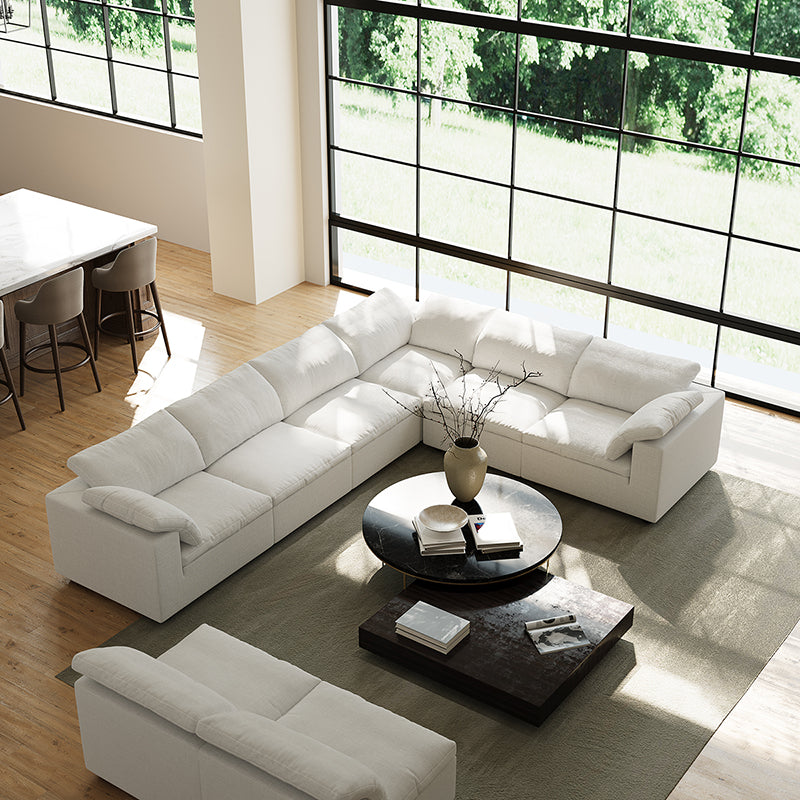 Tender Wabi Sabi L Shaped Sectional-White-8 Seater 202.8"