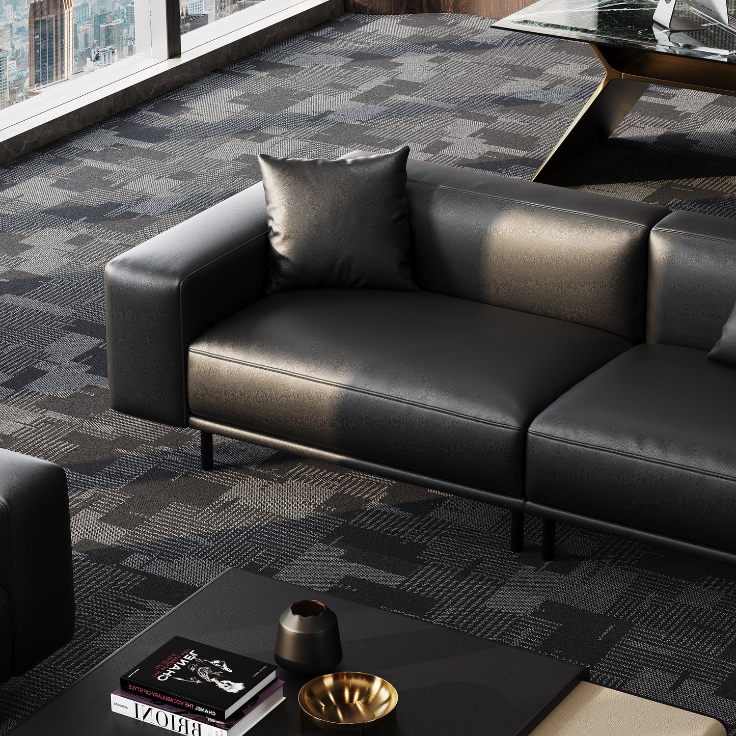 Noble Dark Gray Leather Sofa-Dark Gray