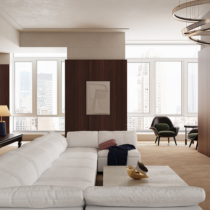 Tender Wabi Sabi U Shaped Sectional with Open End-White