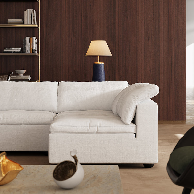 Tender Wabi Sabi U Shaped Sectional with Open End-White
