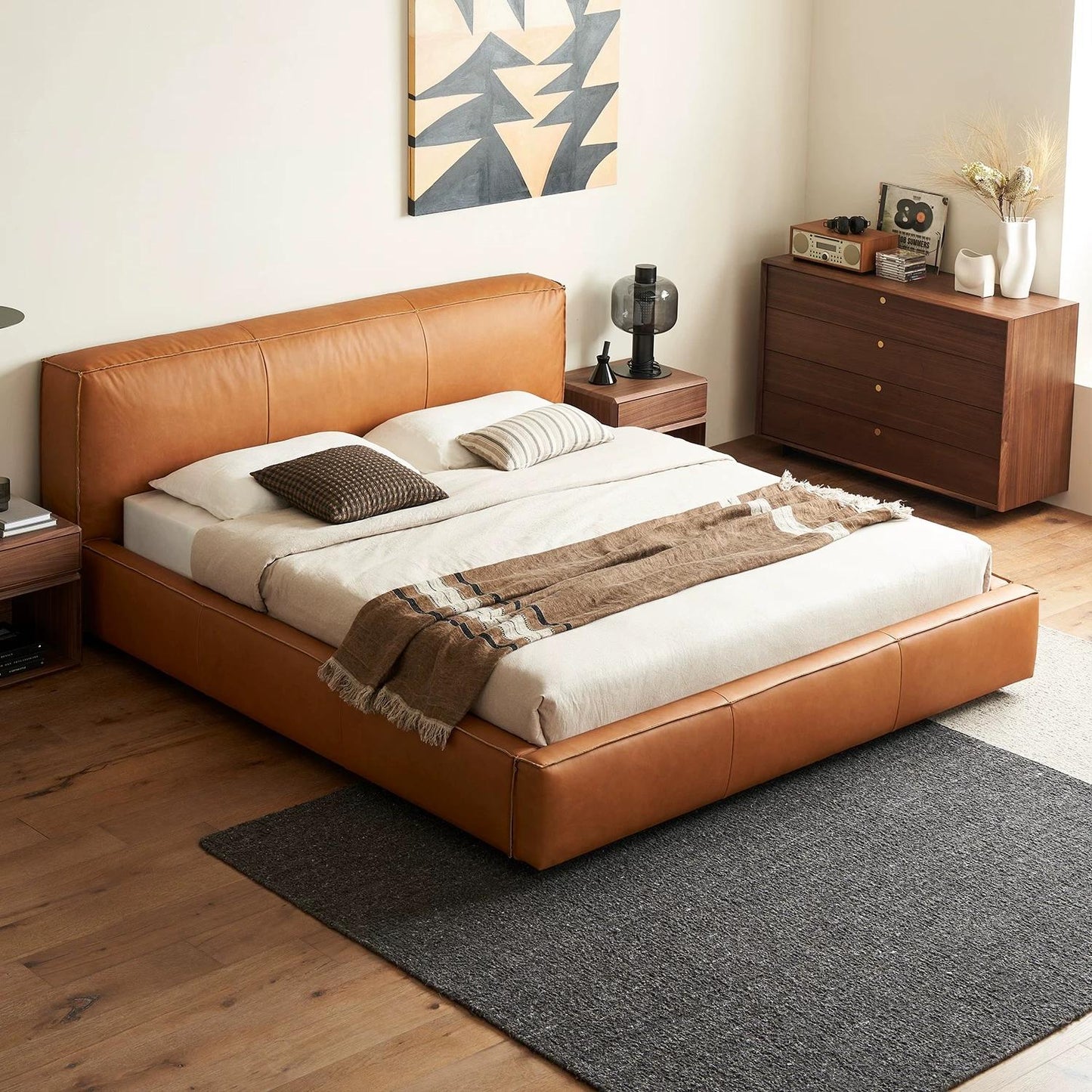 Cinnamon Leather Bed-Tan