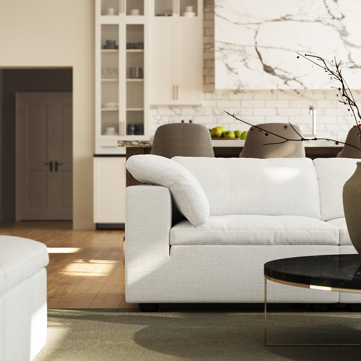 Tender Wabi Sabi L Shaped Sectional-White