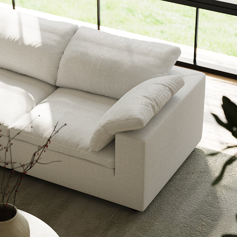 Tender Wabi Sabi Beige Sofa and Regular Ottoman-White