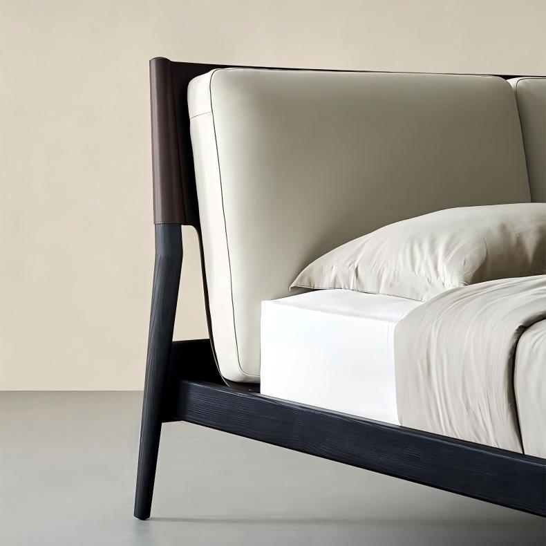 Truffle Cream Leather Bed-Beige