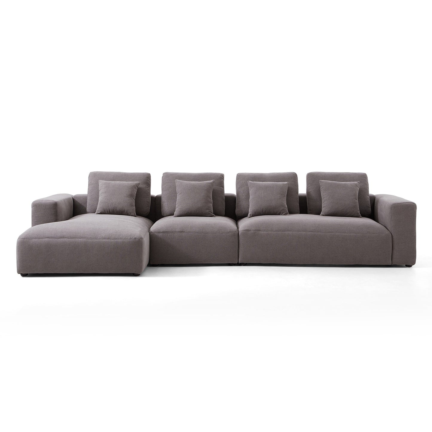 Nathan Modular Dark Gray Natural Linen Sectional Sofa-Dark Gray-151.0"-Facing Left