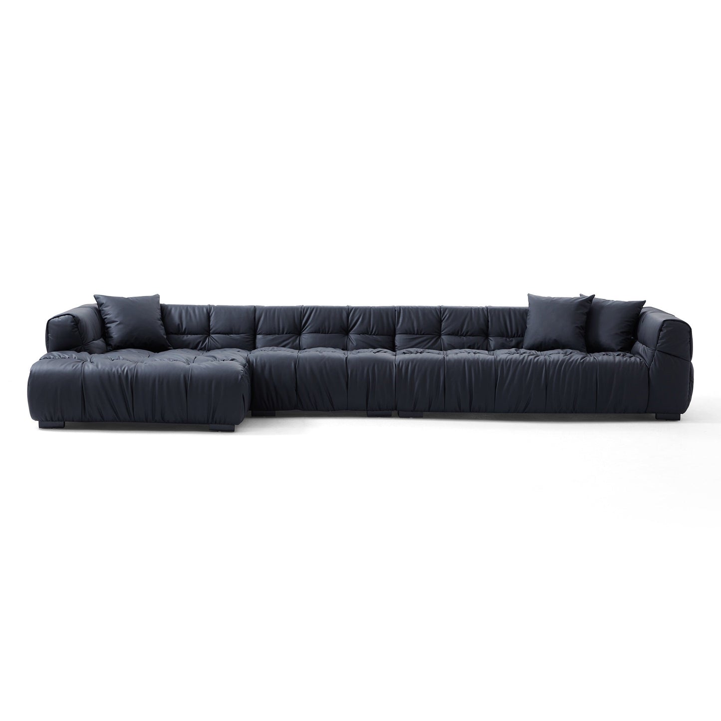 Boba Black Leathaire Sectional-Black-153.5″-Facing Left