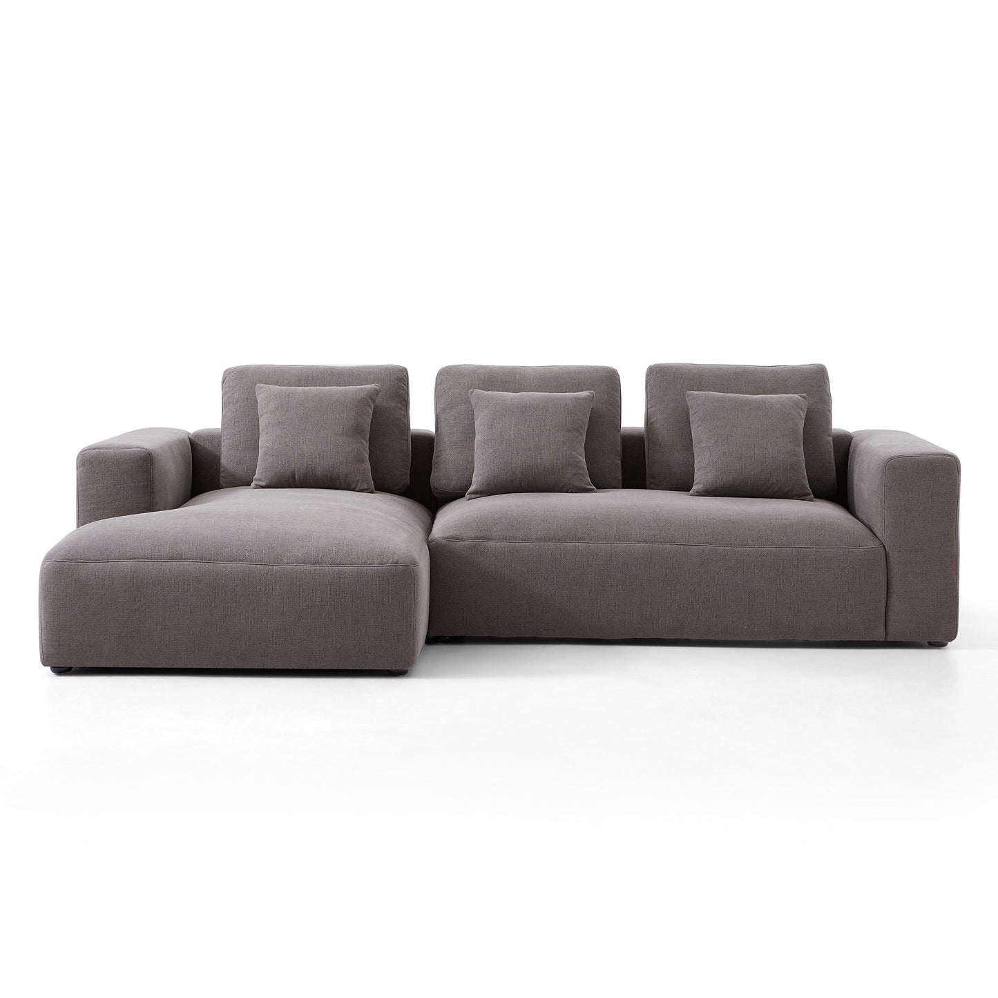 Nathan Modular Dark Gray Natural Linen Sectional Sofa-Dark Gray-115.2"-Facing Left