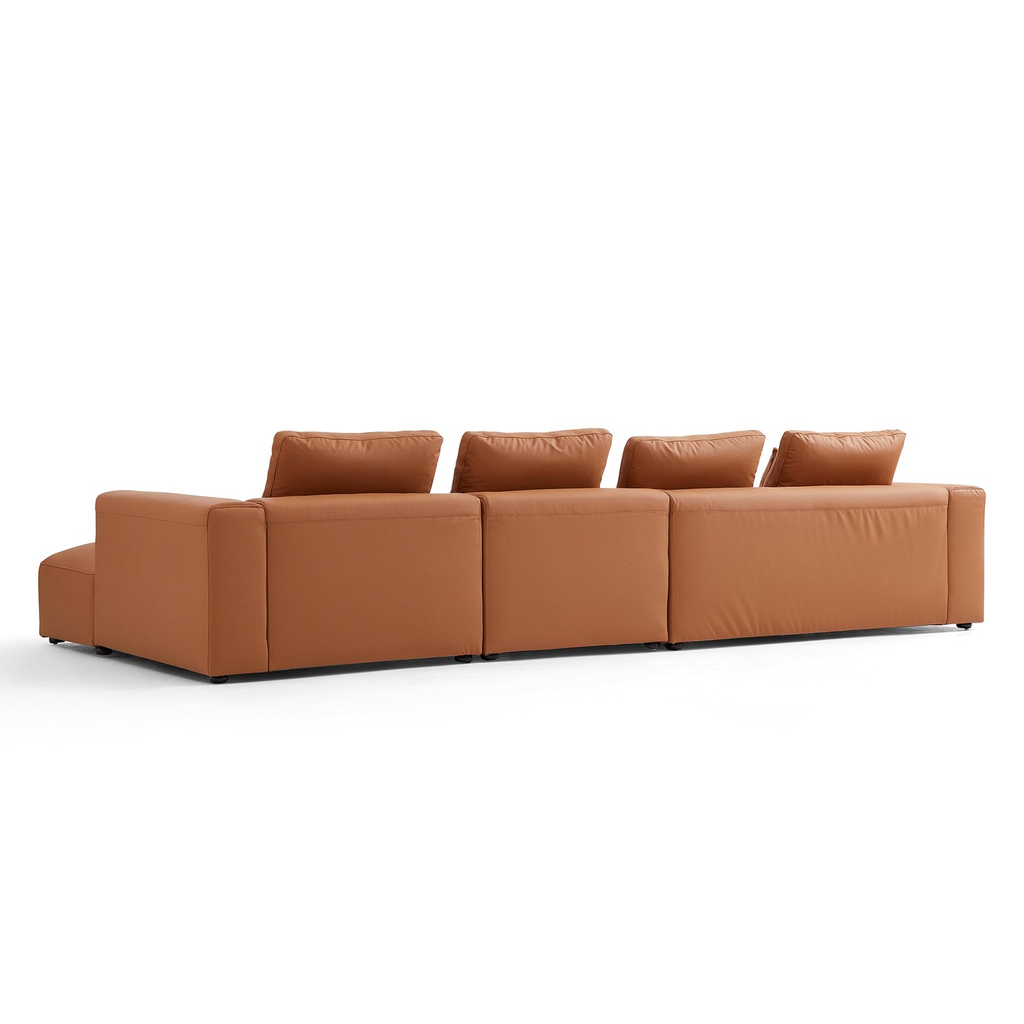 Nathan Modular Orange Leather Sectional Sofa-Orange-151.0"-Facing Right
