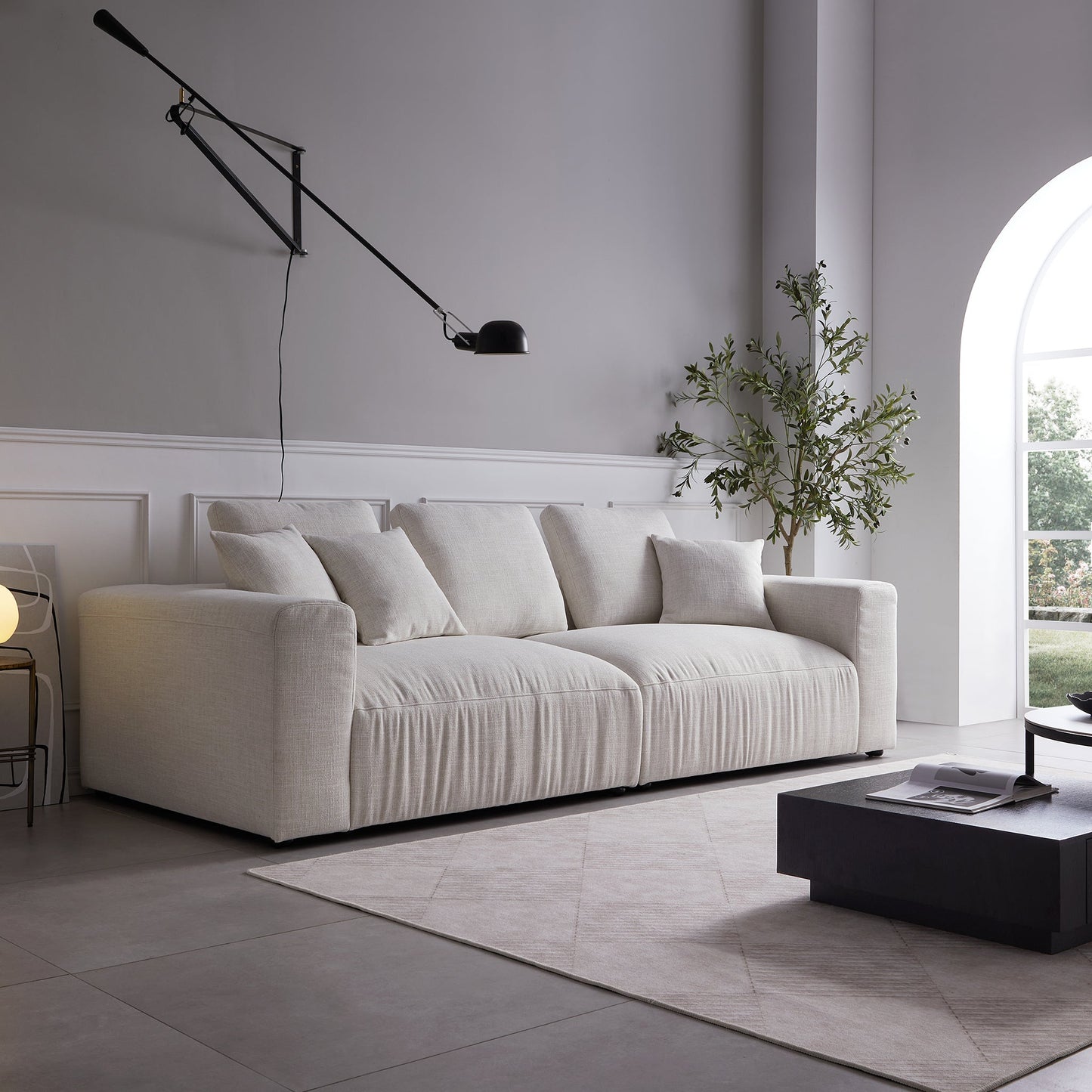 Serrat Beige Performance Fabric Sofa-Beige