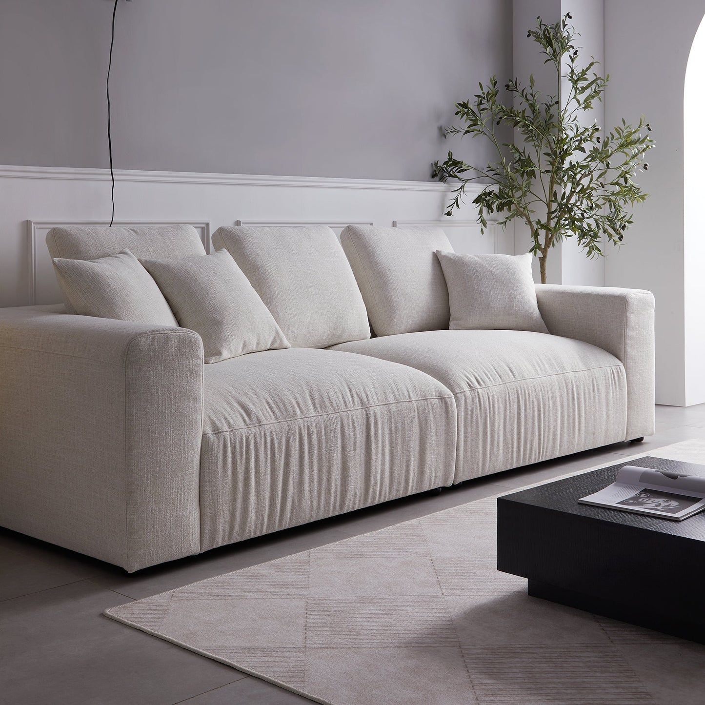 Serrat Beige Performance Fabric Sofa-Beige