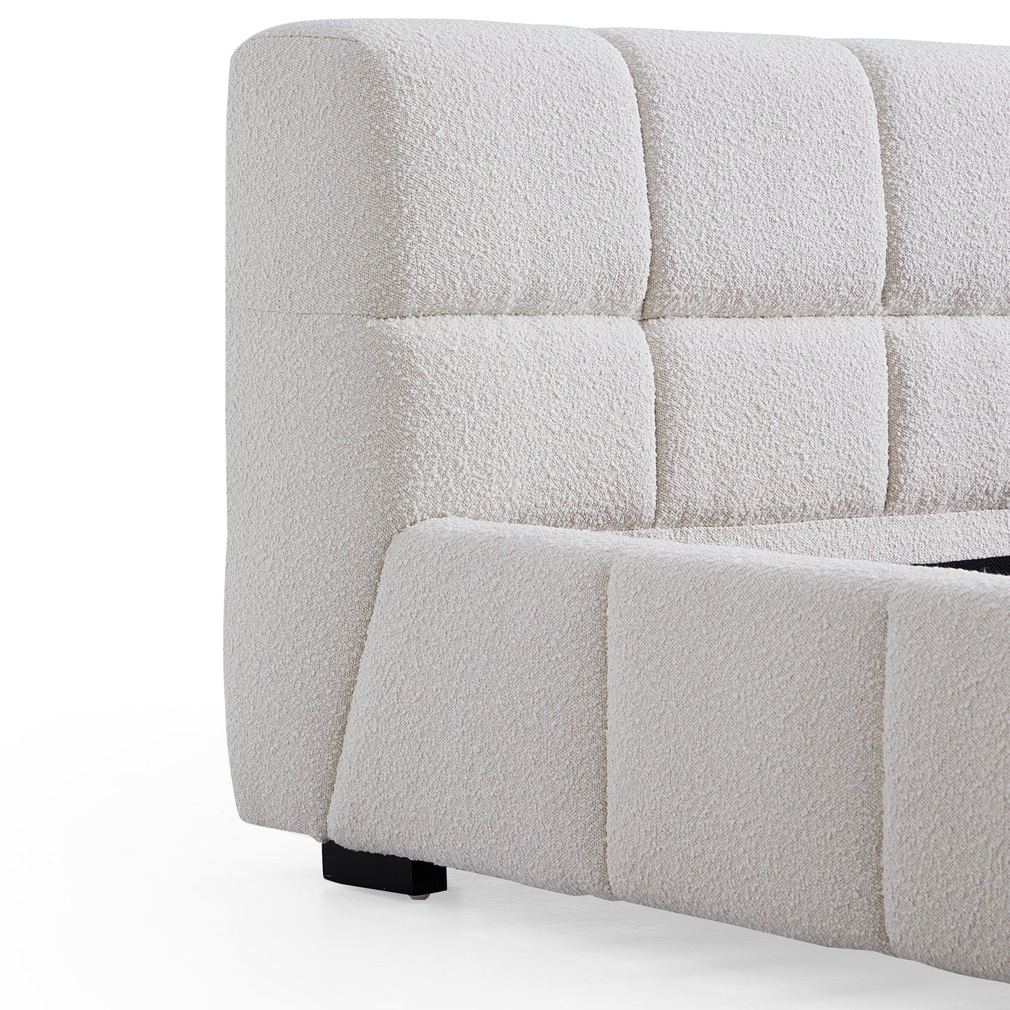 Cushy Boucle Fabric Bed-White
