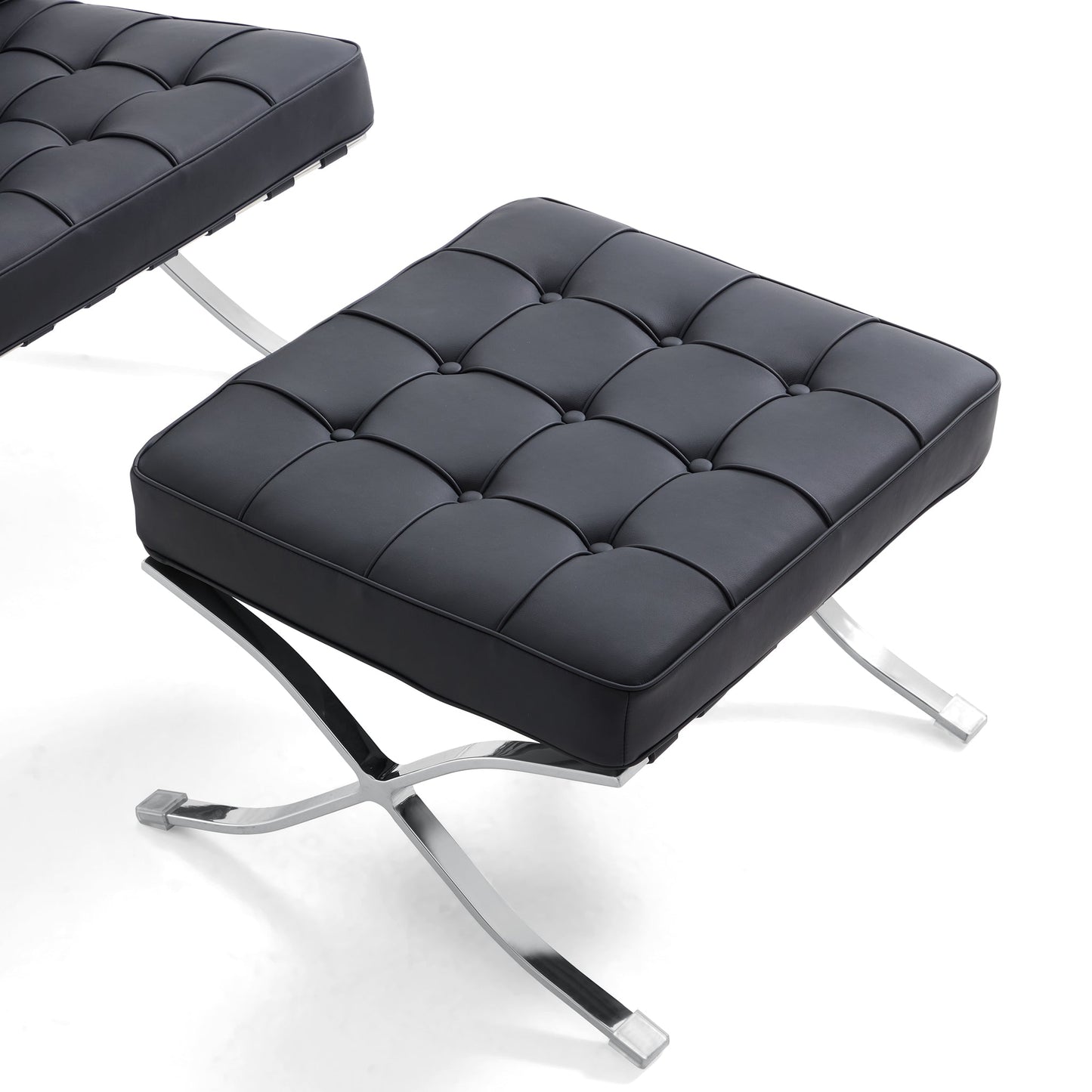 Barcelona Leather Lounge Chair-Black