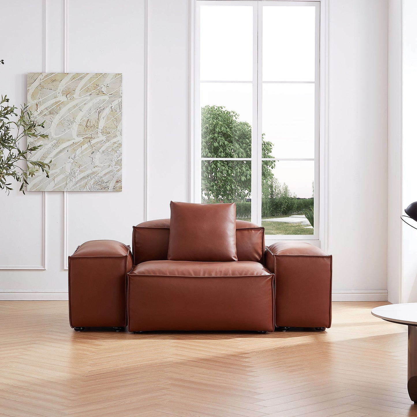 Cube Modular Brown Genuine Leather Armchair