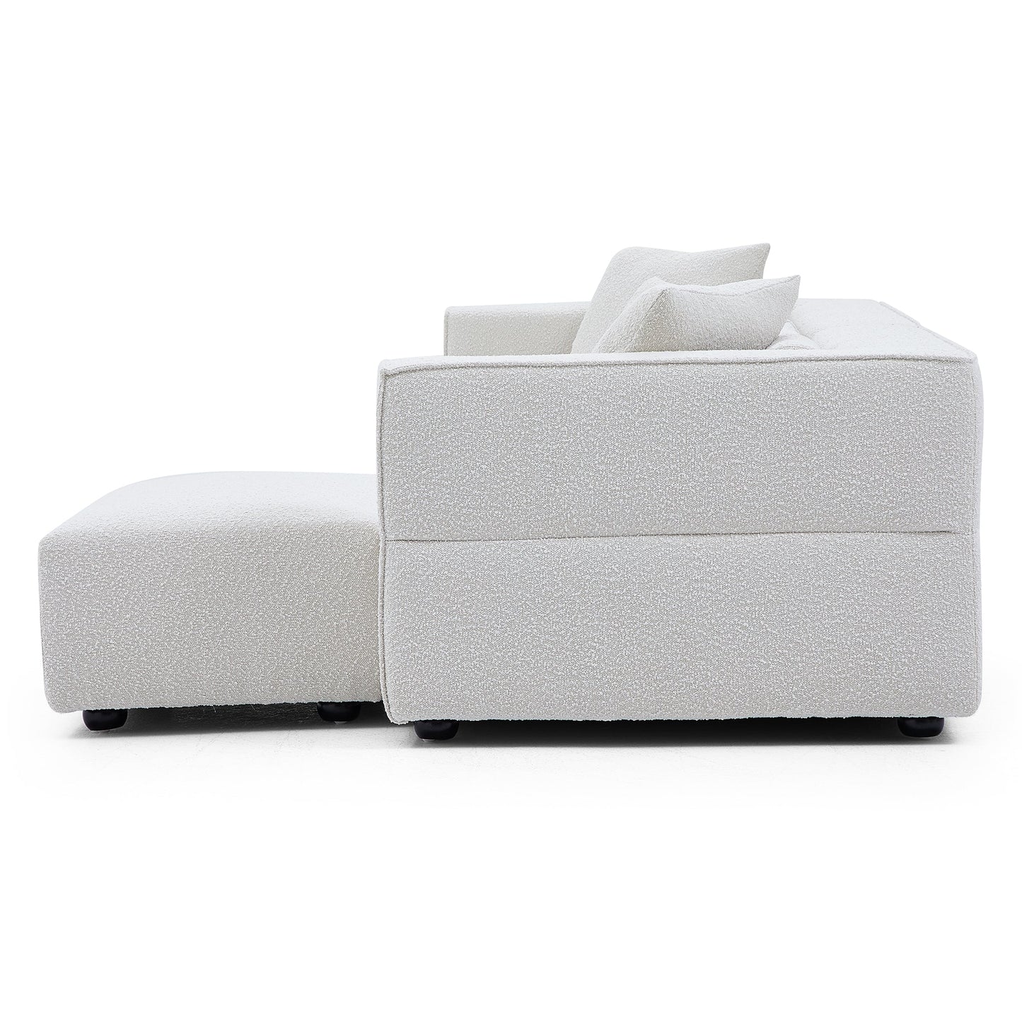 Nordic Modern Creamy Sofa with Ottoman-White