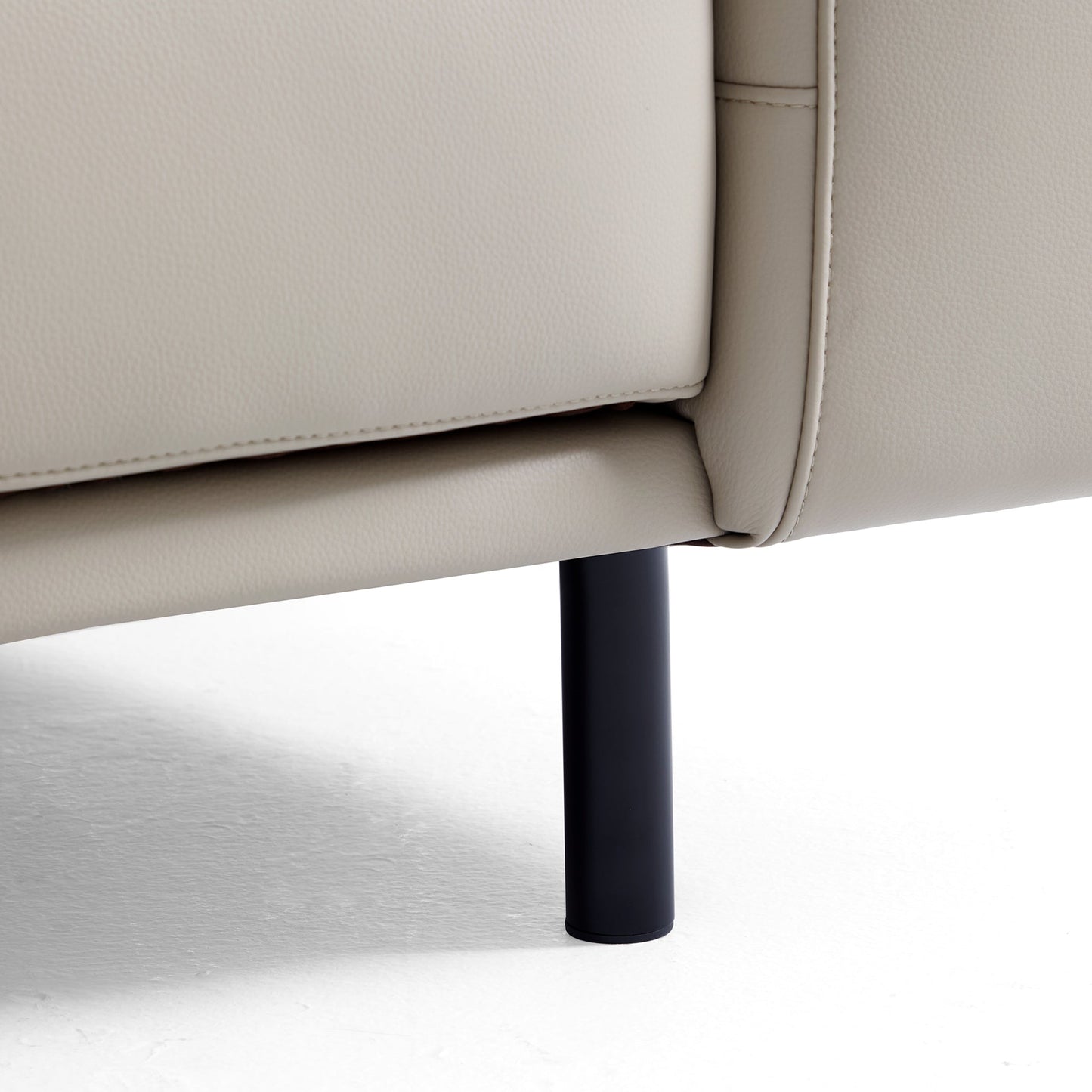 Noble Dark Gray Leather Sofa-Beige