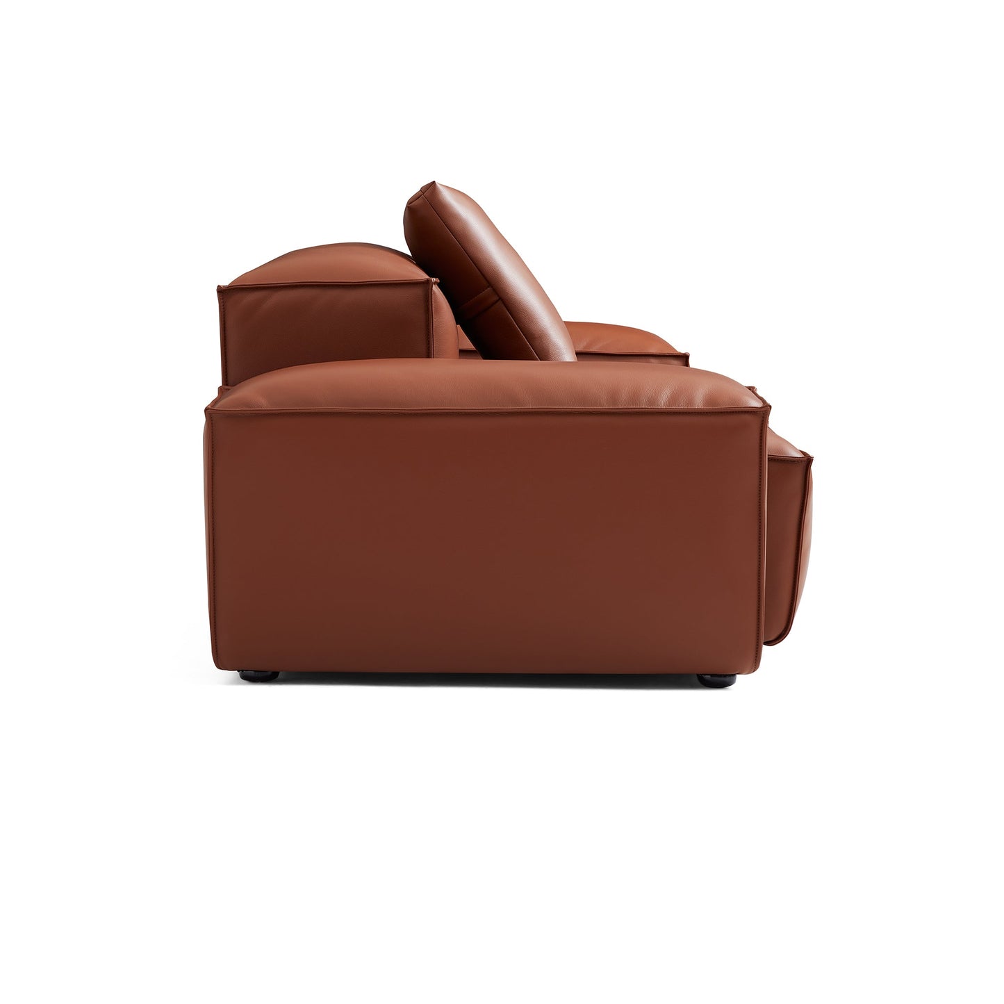 Cube Modular Brown Genuine Leather Sofa-Brown