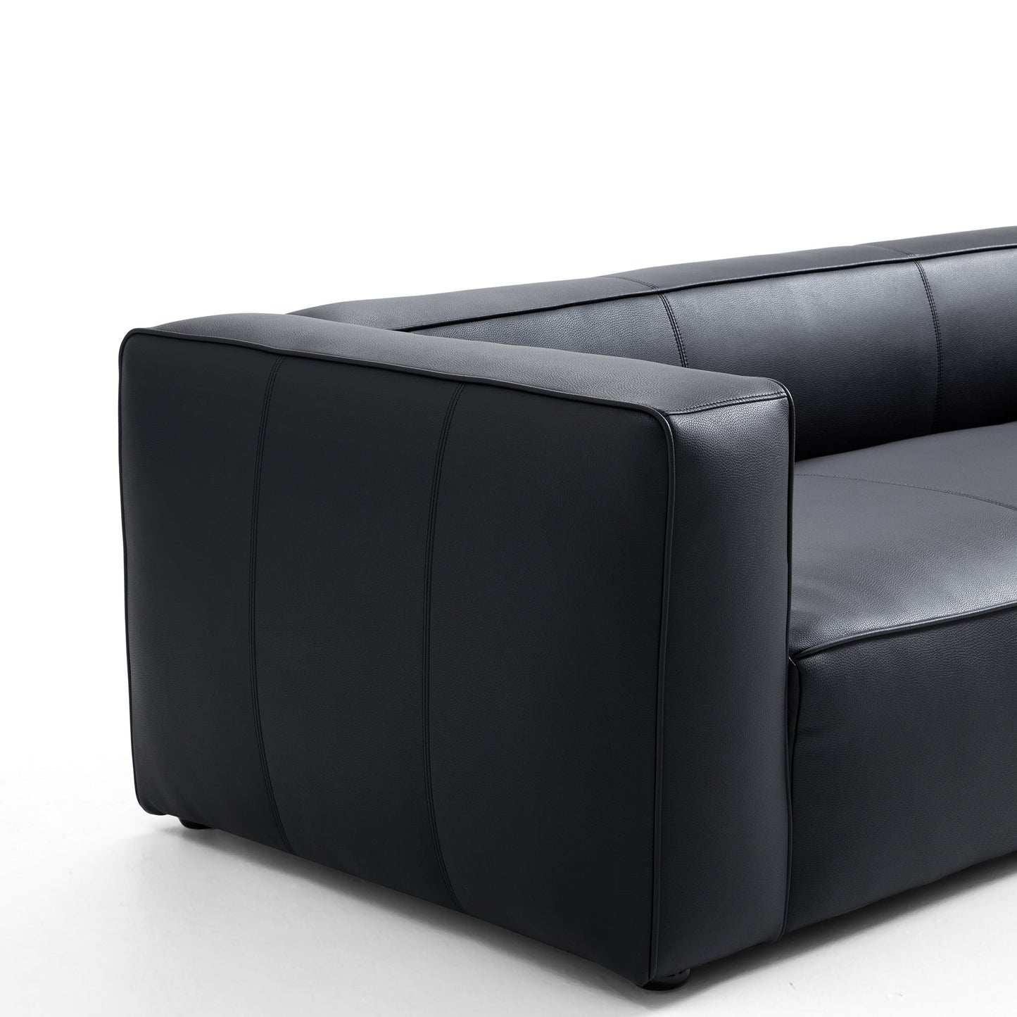 Brancaster Black Genuine Leather Tuxedo Sofa-Black