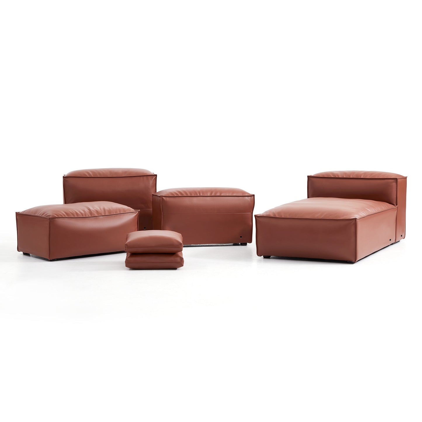 Flex Modular Brown Genuine Leather Sofa-Brown