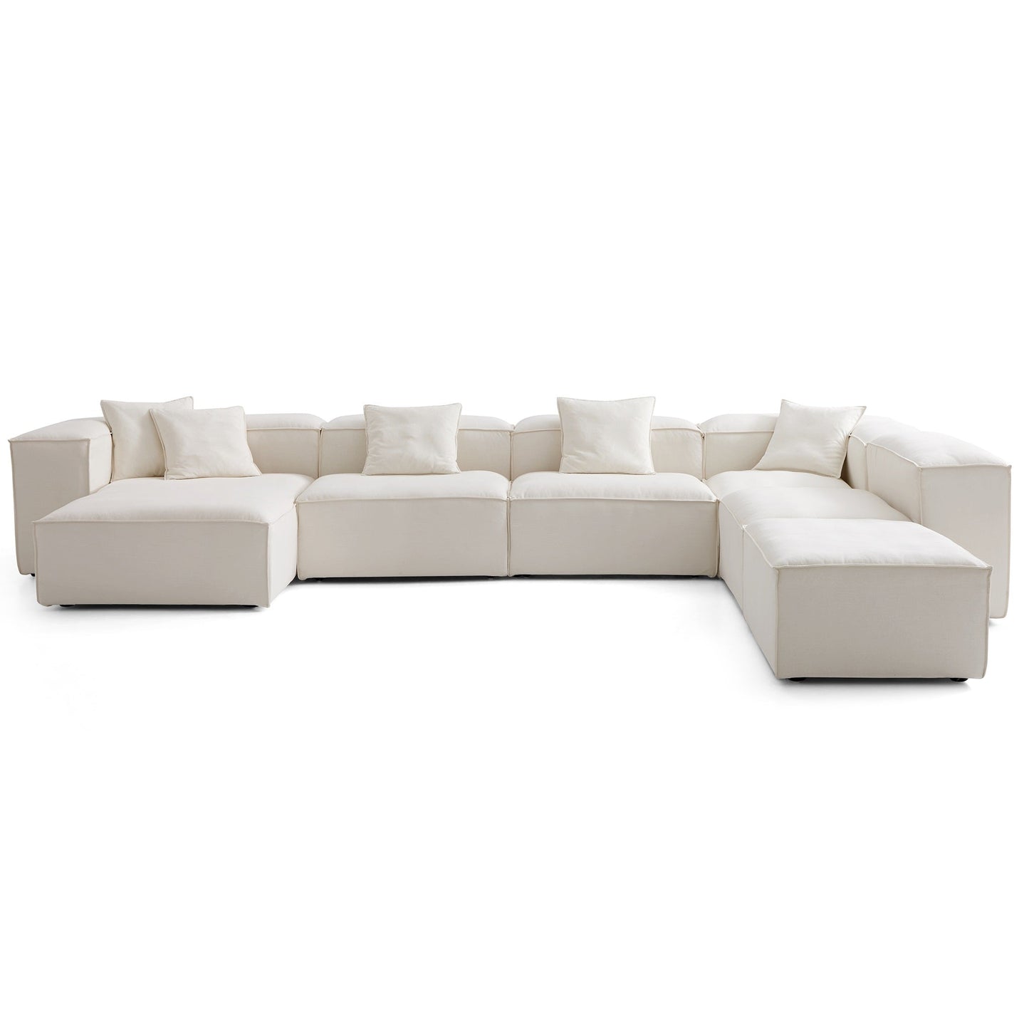 Freedom Modular Beige Open End Sectional Sofa-Beige-177.2"-High