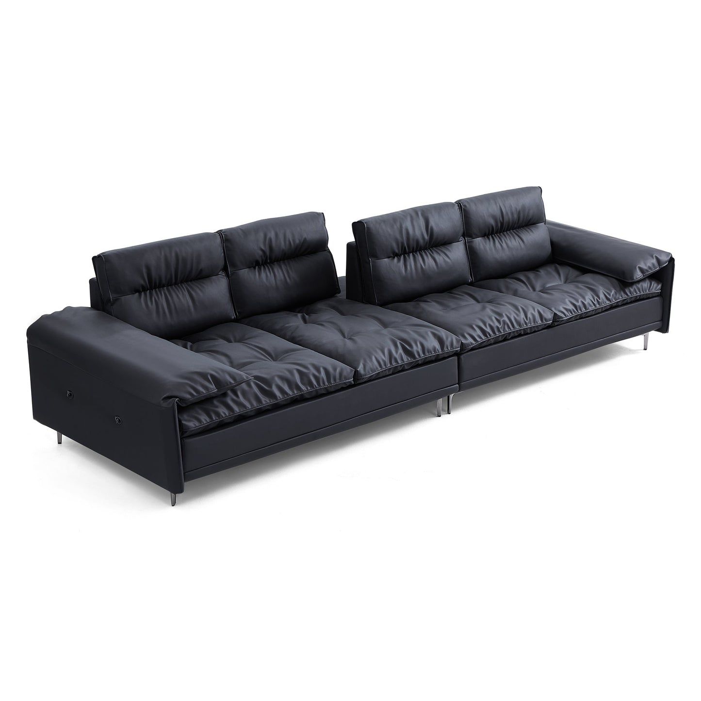 Lewis Black Leather Sailboat Sofa-Black
