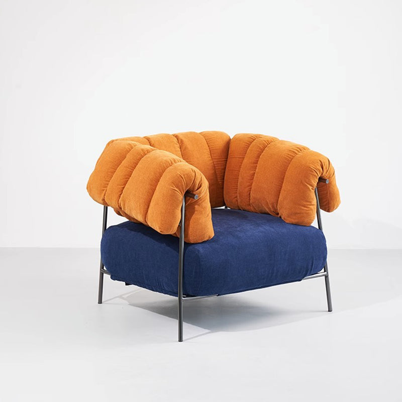 Granchio Russet Fabric Accent chair-Orange & Blue