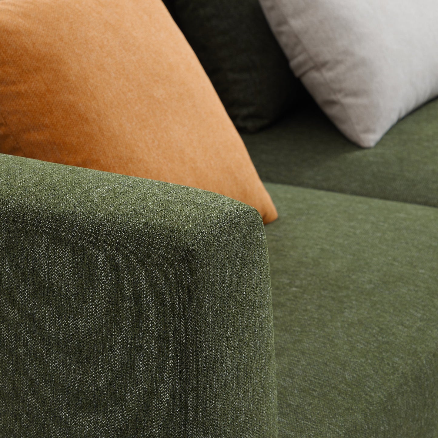 Jungle L Shaped Green Fabric Sectional Sofa With Chaise-Green