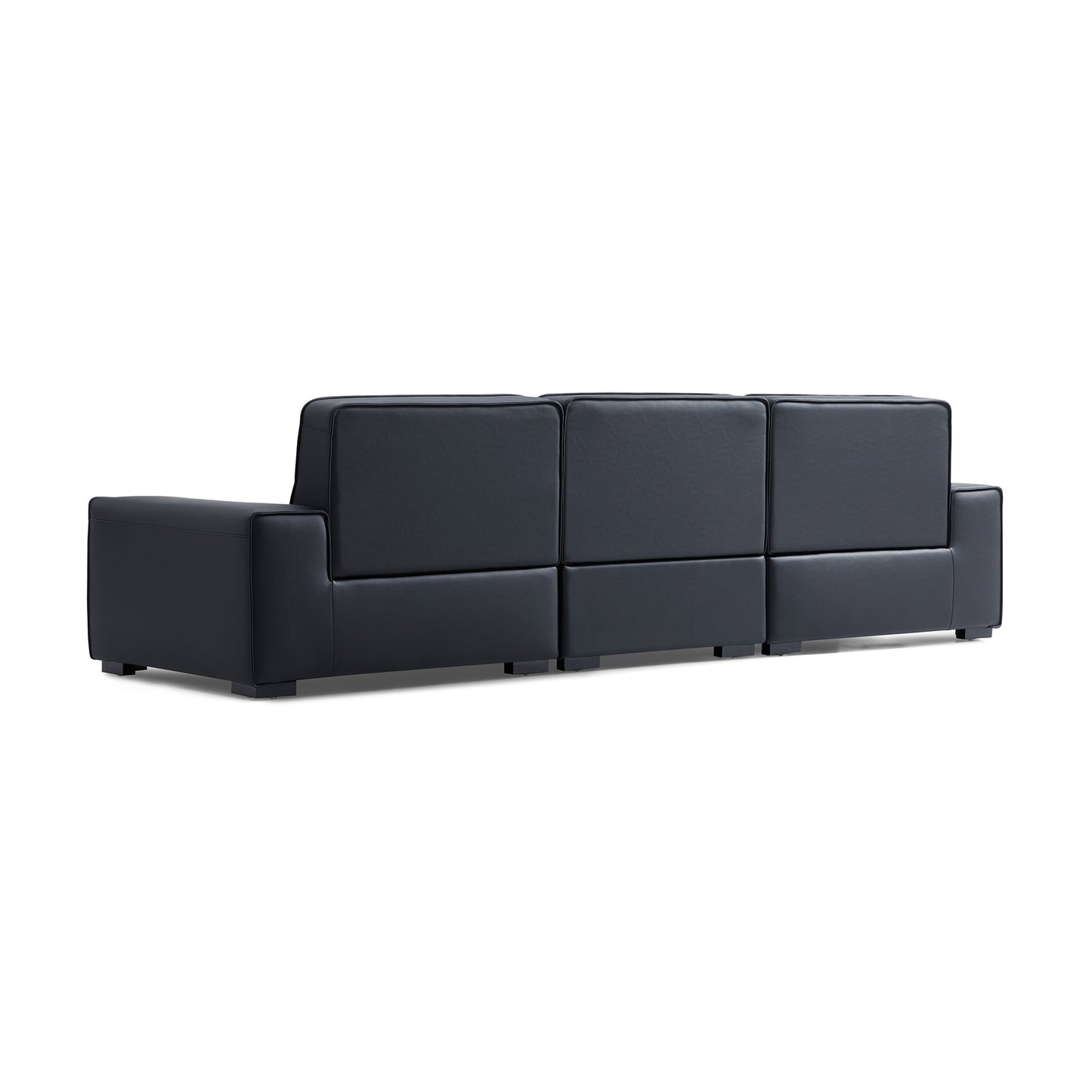 Domus High Back Modular Leather Sofa-Black-129.9"